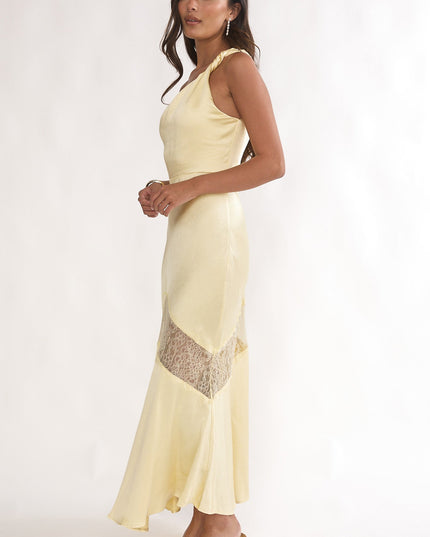 Butter Lace Trim One-Shoulder Maxi Dress