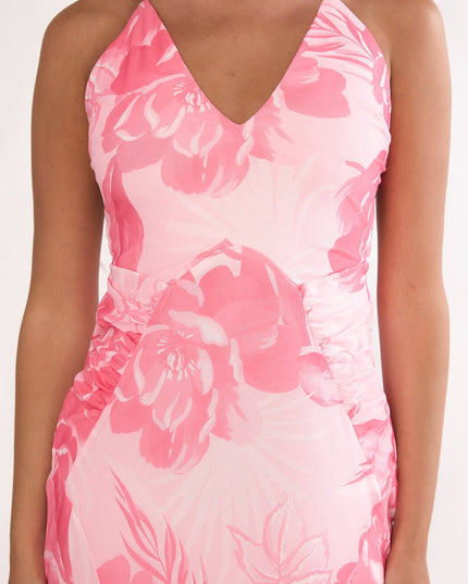 Pink Low Back Maxi Dress Floral