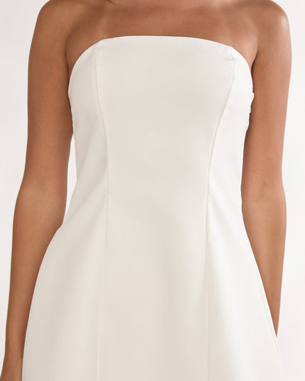 White Strapless Two-Piece Lace Skort Set