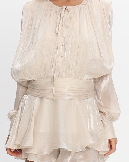 Oyster Long Sleeve Layered Romper