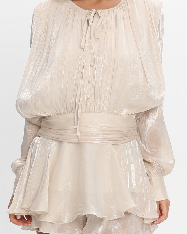 Oyster Long Sleeve Layered Romper