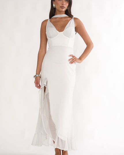 Silver Twist Back Split Maxi Dress