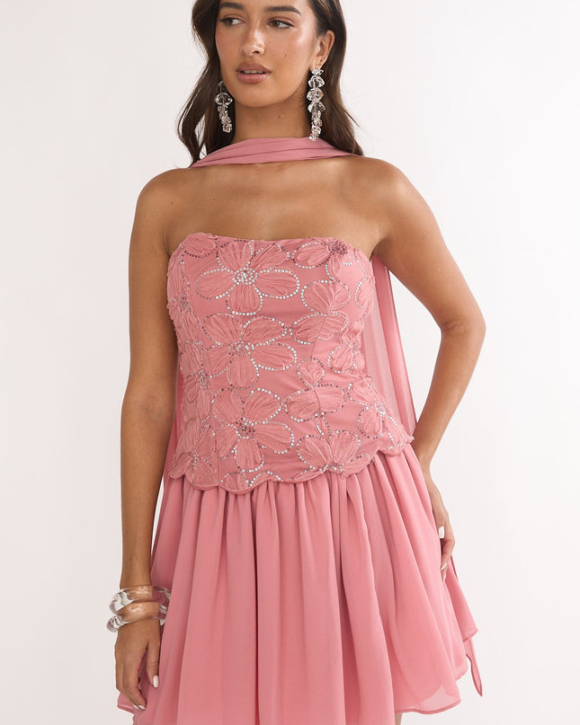 Rose Elasticated Waist Mini Skirt
