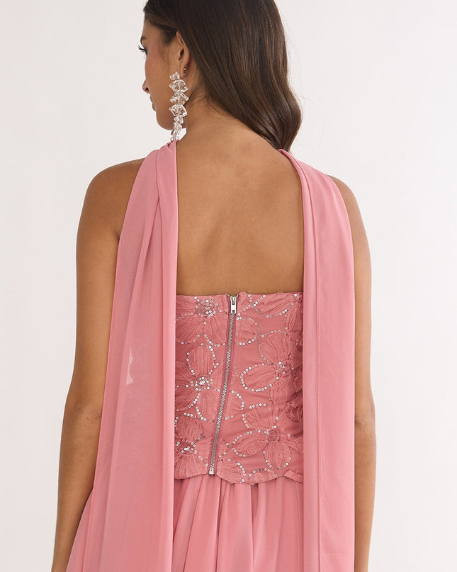 Rose Embellished Strapless Top