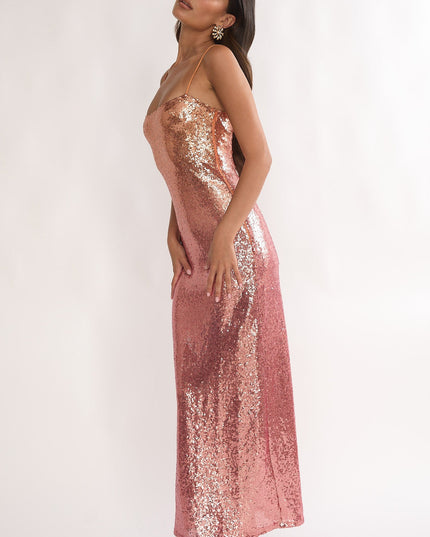 Pink Sequin Maxi Dress Gradient