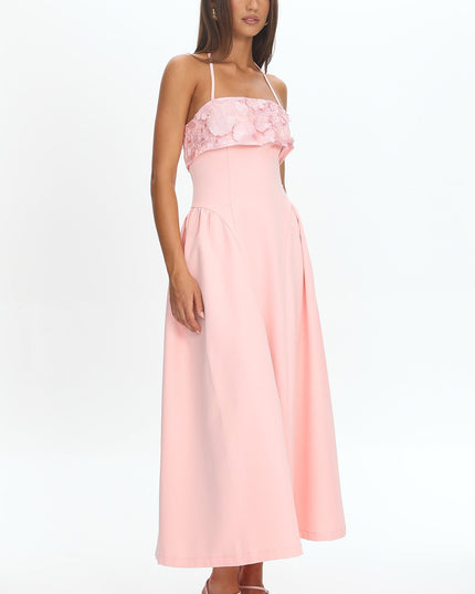 Blush Foldover Floral Bust Maxi Dress