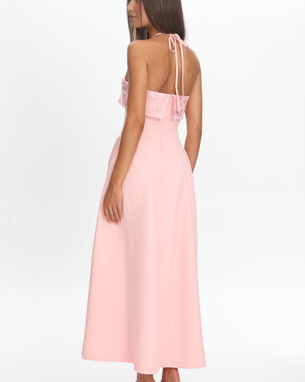 Blush Foldover Floral Bust Maxi Dress