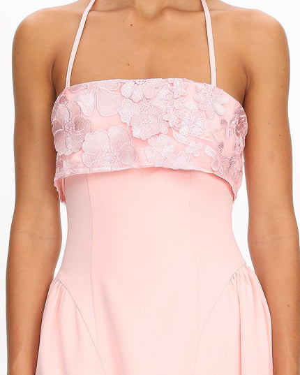 Blush Foldover Floral Bust Maxi Dress
