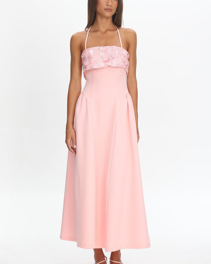 Blush Foldover Floral Bust Maxi Dress