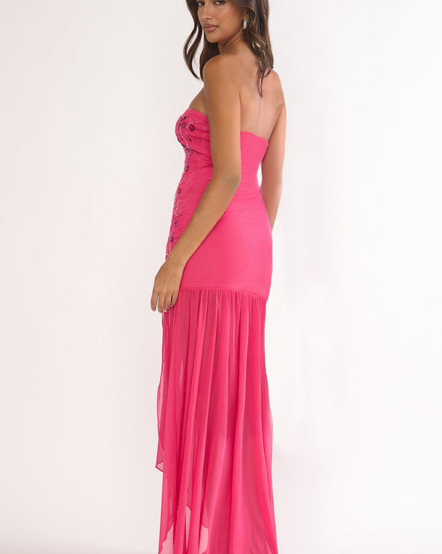 Plum Strapless Sequin Embellished Maxi Dress