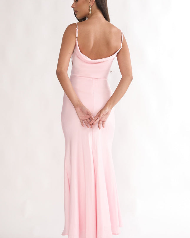 Light Pink Rosette Waist Maxi Dress