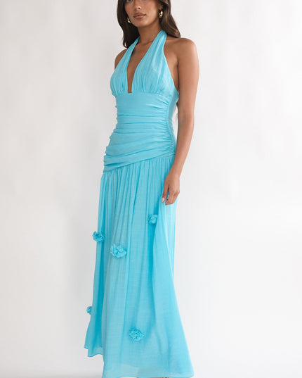 Aqua Sky Halterneck Maxi Dress