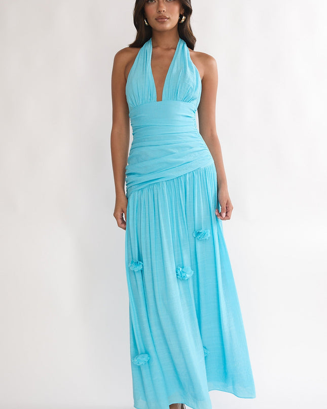 Aqua Sky Halterneck Maxi Dress