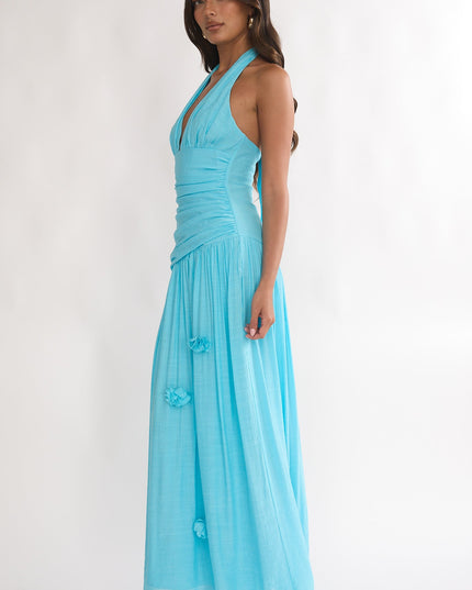 Aqua Sky Halterneck Maxi Dress