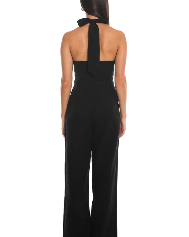 Black Smoke Screen Halter Wide-Leg Jumpsuit