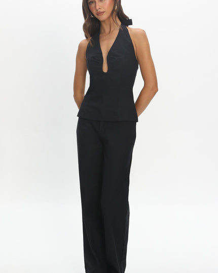 Black Neckline Halter Top