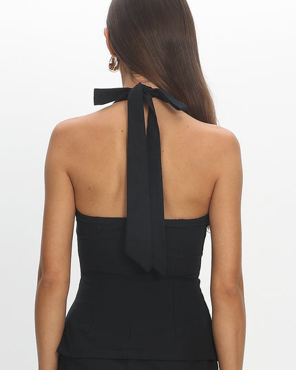 Black Neckline Halter Top