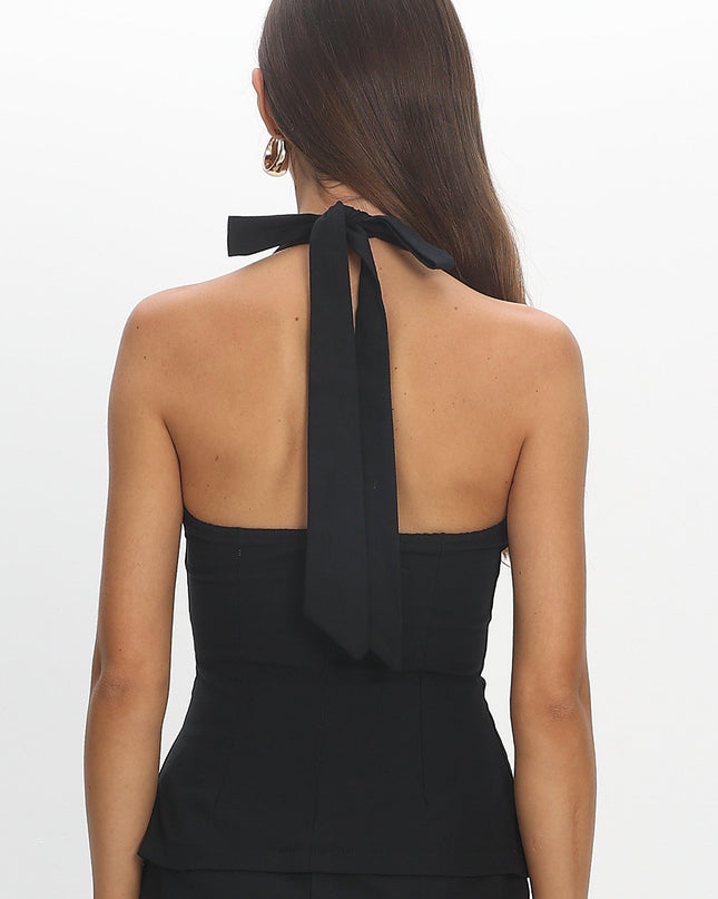 Black Neckline Halter Top