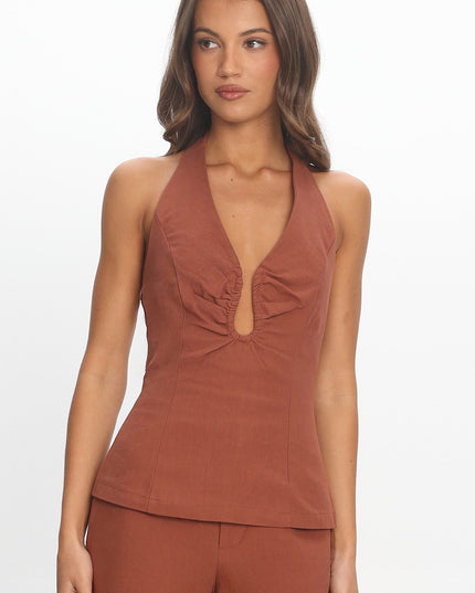 Chocolate Neckline Halter Top