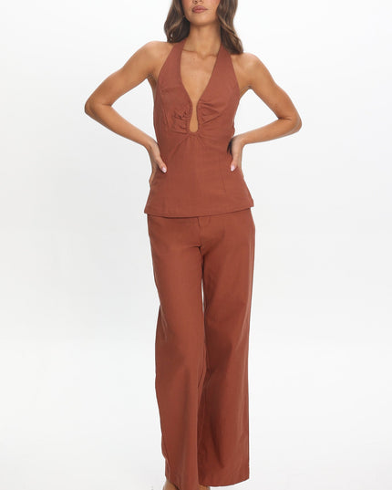 Chocolate Neckline Halter Top