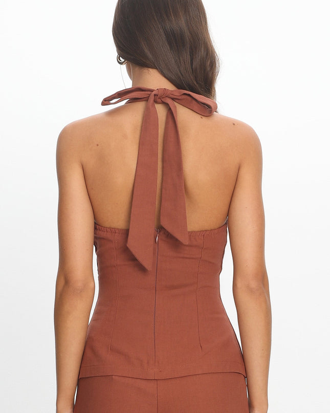 Chocolate Neckline Halter Top