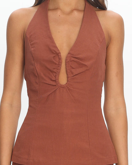 Chocolate Neckline Halter Top
