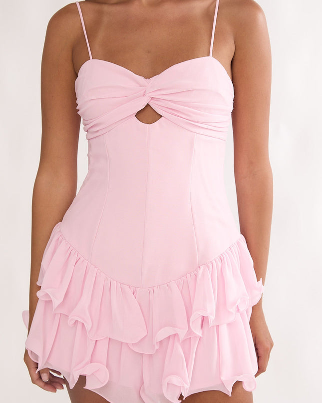 Pink Layered Hem Mini Dress