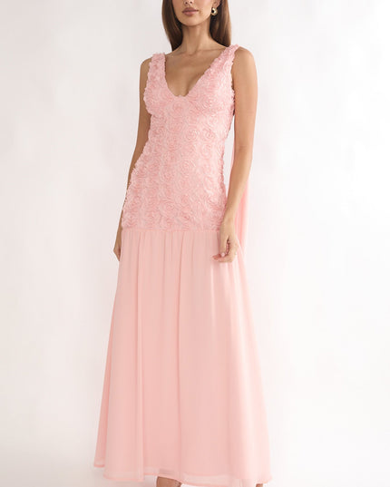 Pink Tied Back Maxi Dress Embellished