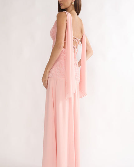 Pink Tied Back Maxi Dress Embellished