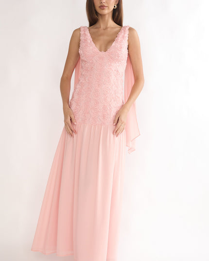 Pink Tied Back Maxi Dress Embellished