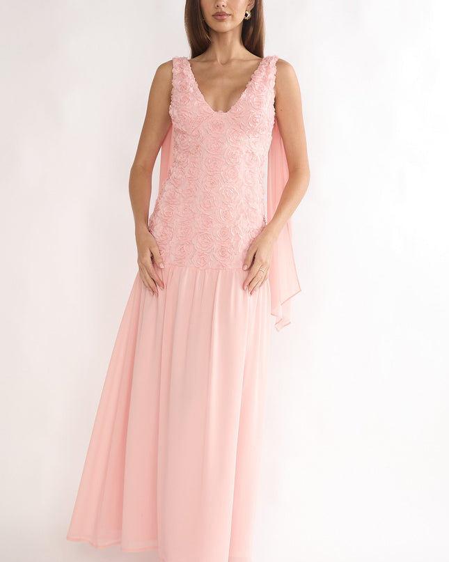 Pink Tied Back Maxi Dress Embellished