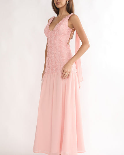 Pink Tied Back Maxi Dress Embellished