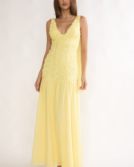Yellow Tied Back Maxi Dress Embellished