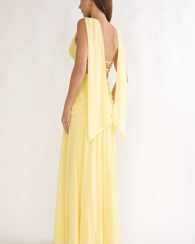 Yellow Tied Back Maxi Dress Embellished