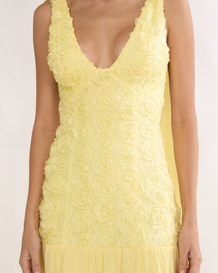 Yellow Tied Back Maxi Dress Embellished