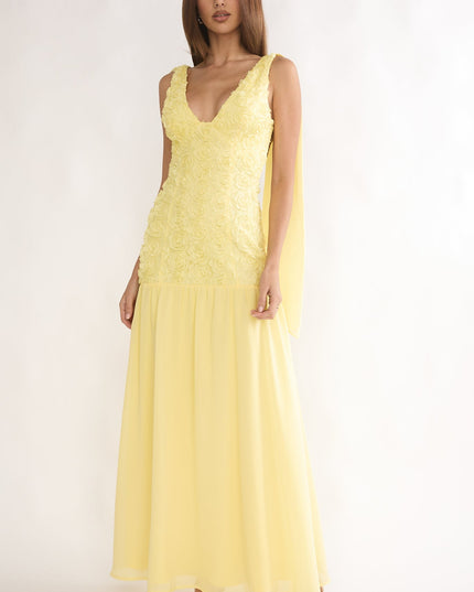 Yellow Tied Back Maxi Dress Embellished