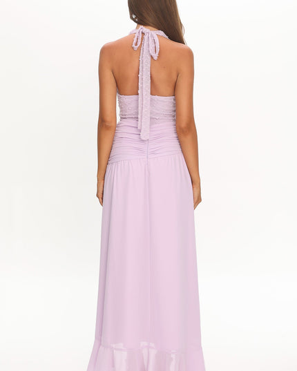 Lilac Textured Halter Split Maxi Dress