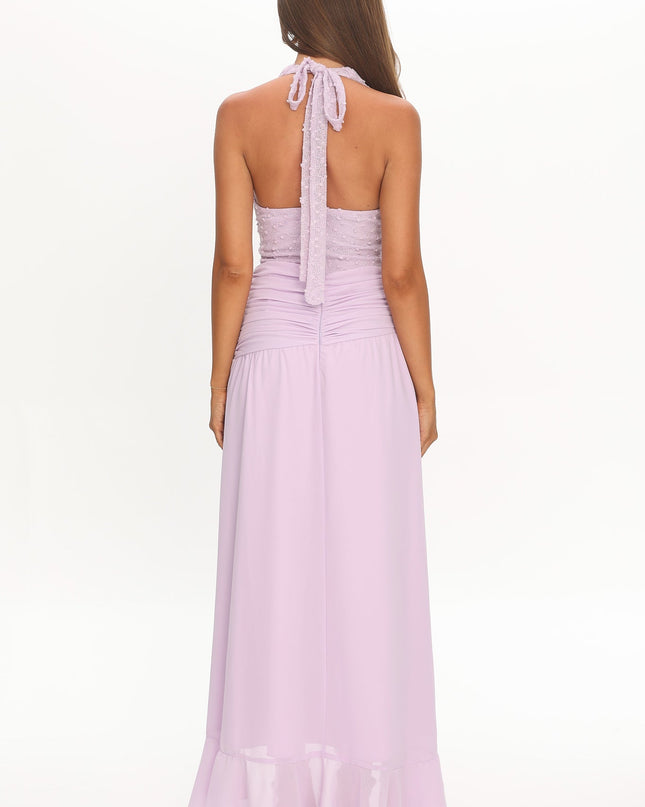 Lilac Textured Halter Split Maxi Dress