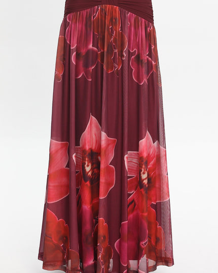 Fuchsia Ruched Waist Maxi Skirt