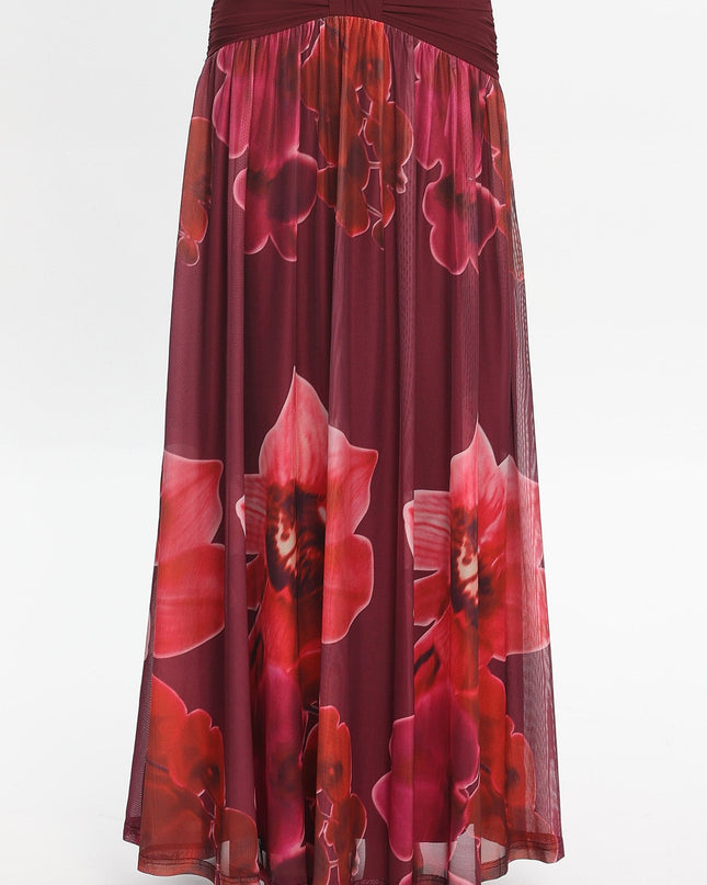 Fuchsia Ruched Waist Maxi Skirt