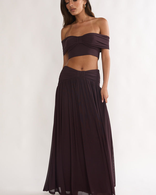 Ruched Waist Maxi Skirt Coffee