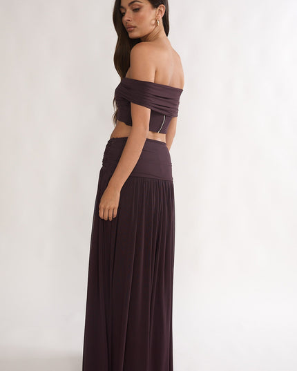 Ruched Waist Maxi Skirt Coffee