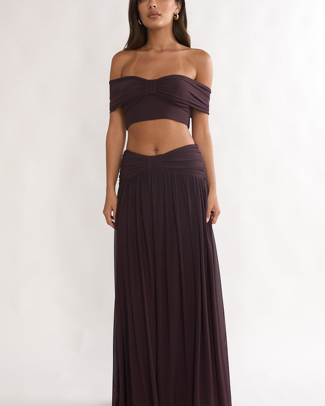 Ruched Waist Maxi Skirt Coffee