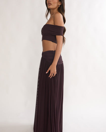 Ruched Waist Maxi Skirt Coffee