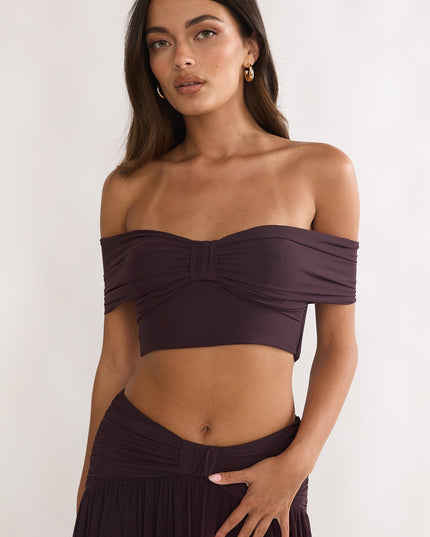 Off-Shoulder Crop Top Coffee