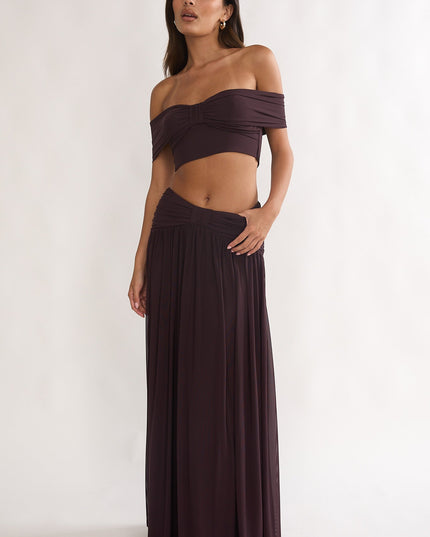 Off-Shoulder Crop Top Coffee
