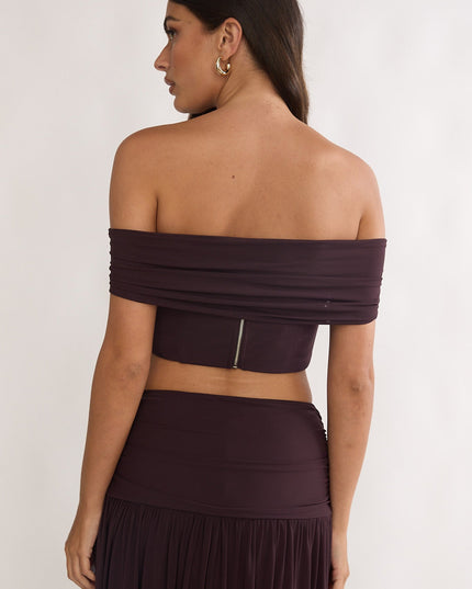 Off-Shoulder Crop Top Coffee