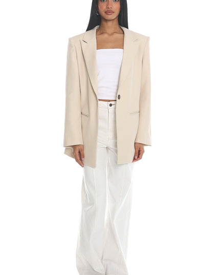 Beige Notch Lapel Oversized Blazer
