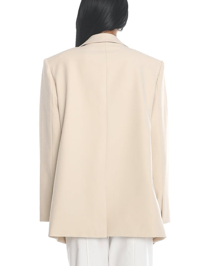 Beige Notch Lapel Oversized Blazer