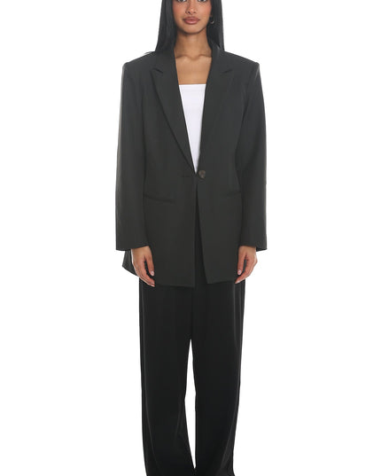 Black Notch Lapel Oversized Blazer